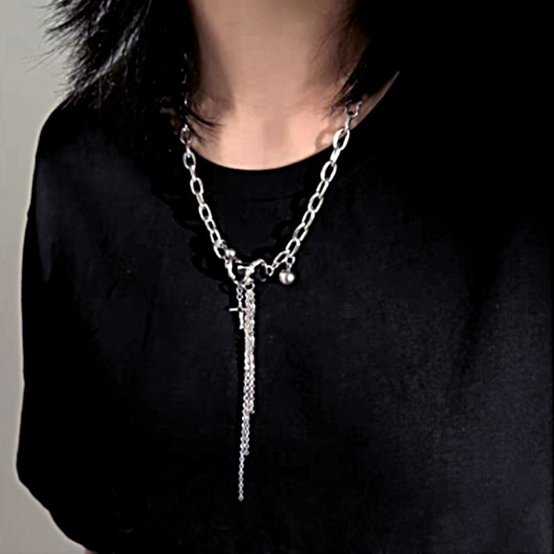 Hip Hop Dark Tassel Black Onyx Necklace