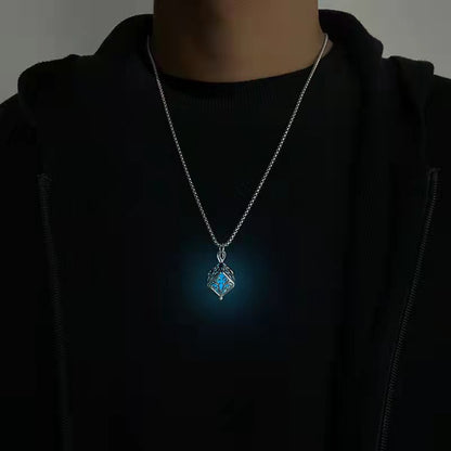 Hip Hop Hollow Out Lucky Tree Light-emitting Pendant New Cube Noctilucent Necklace