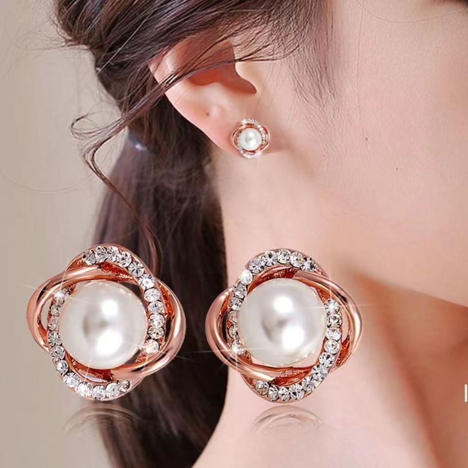 Pearl Zircon Earrings Female French Style