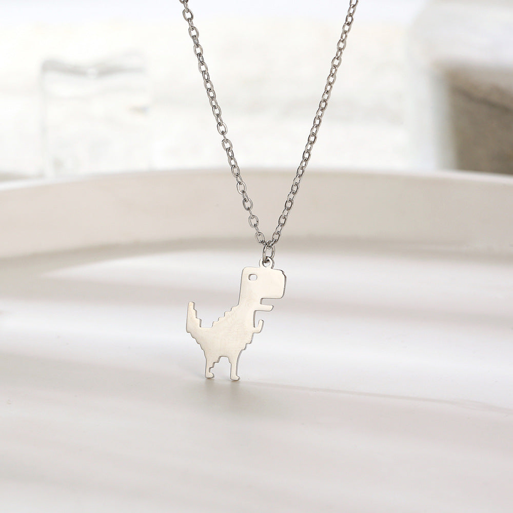 Cartoon Little Dinosaur Animal Pendant Necklace Versatile Fashion Creative Titanium Steel Clavicle Chain Ornament