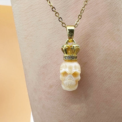 Pearl Crown Pendant Skull Pearl Necklace Ghost Head Halloween Ornaments