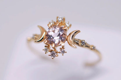 Creative Inlaid White Zircon New Star Moon Ring