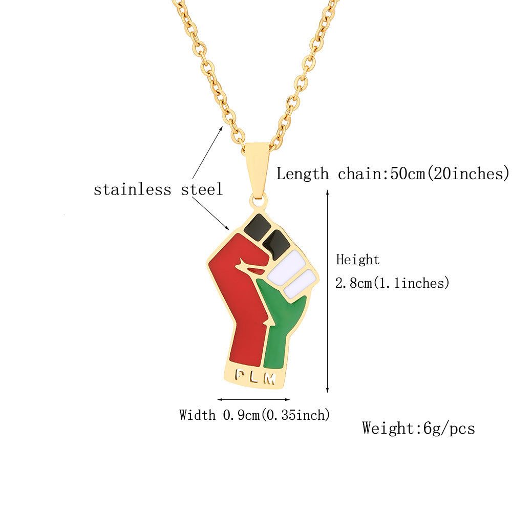 Stainless Steel Palestine Map Pendant Necklace