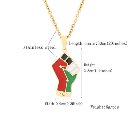 Stainless Steel Palestine Map Pendant Necklace