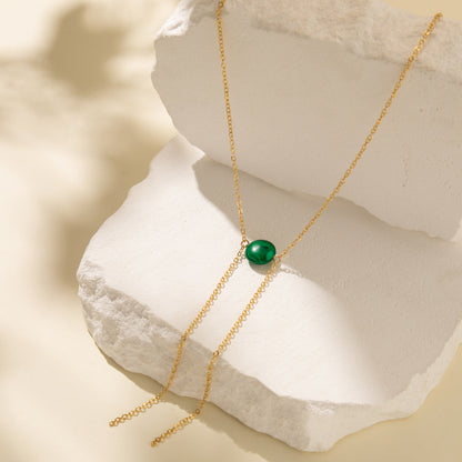 Fashion Popular Green Natural Stone Pendant Necklace