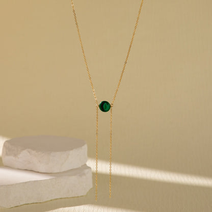 Fashion Popular Green Natural Stone Pendant Necklace