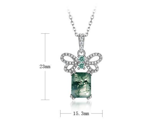 Cross-border New S925 Silver Green Moss Stone Pendant