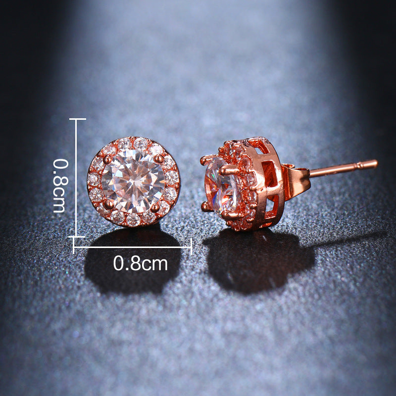 Fashion All-match Round Micro Zircon-encrusted Stud Earrings Ornament