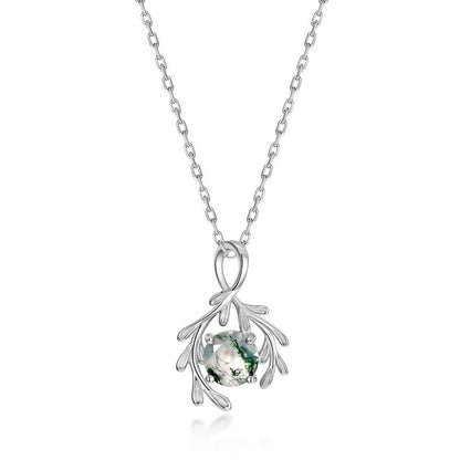 S925 Silver Green Moss Pendant