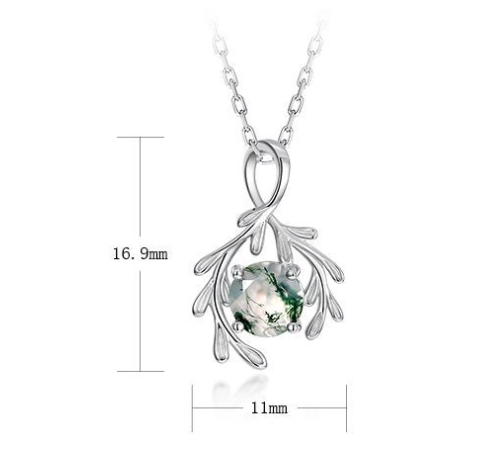 S925 Silver Green Moss Pendant