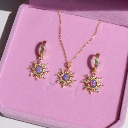 Vintage Dopamine Opal Pendant Necklace Ring Earrings