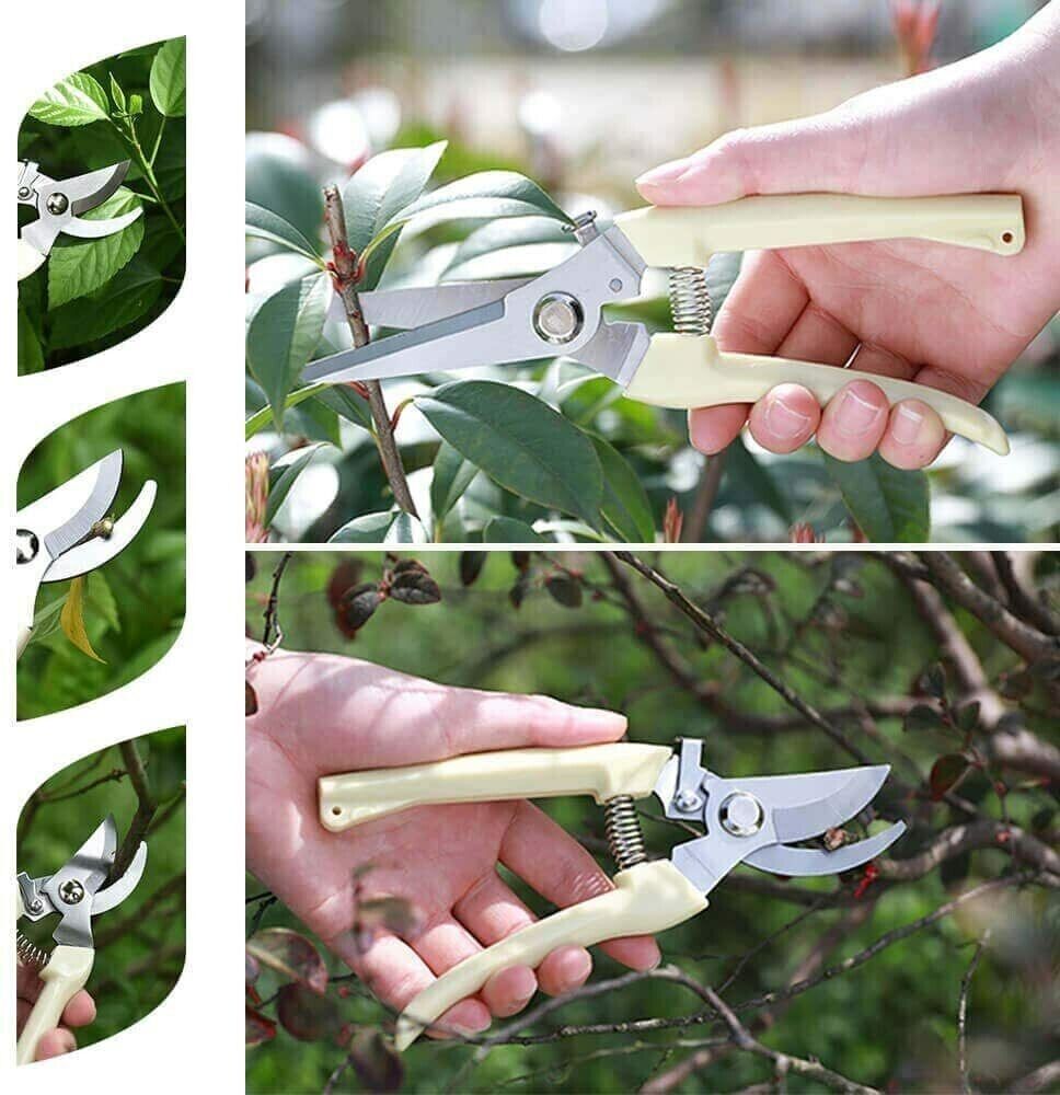 2 Pack Garden Pruning Shears Set Bypass Branch Pruner Straight Blade Scissors US