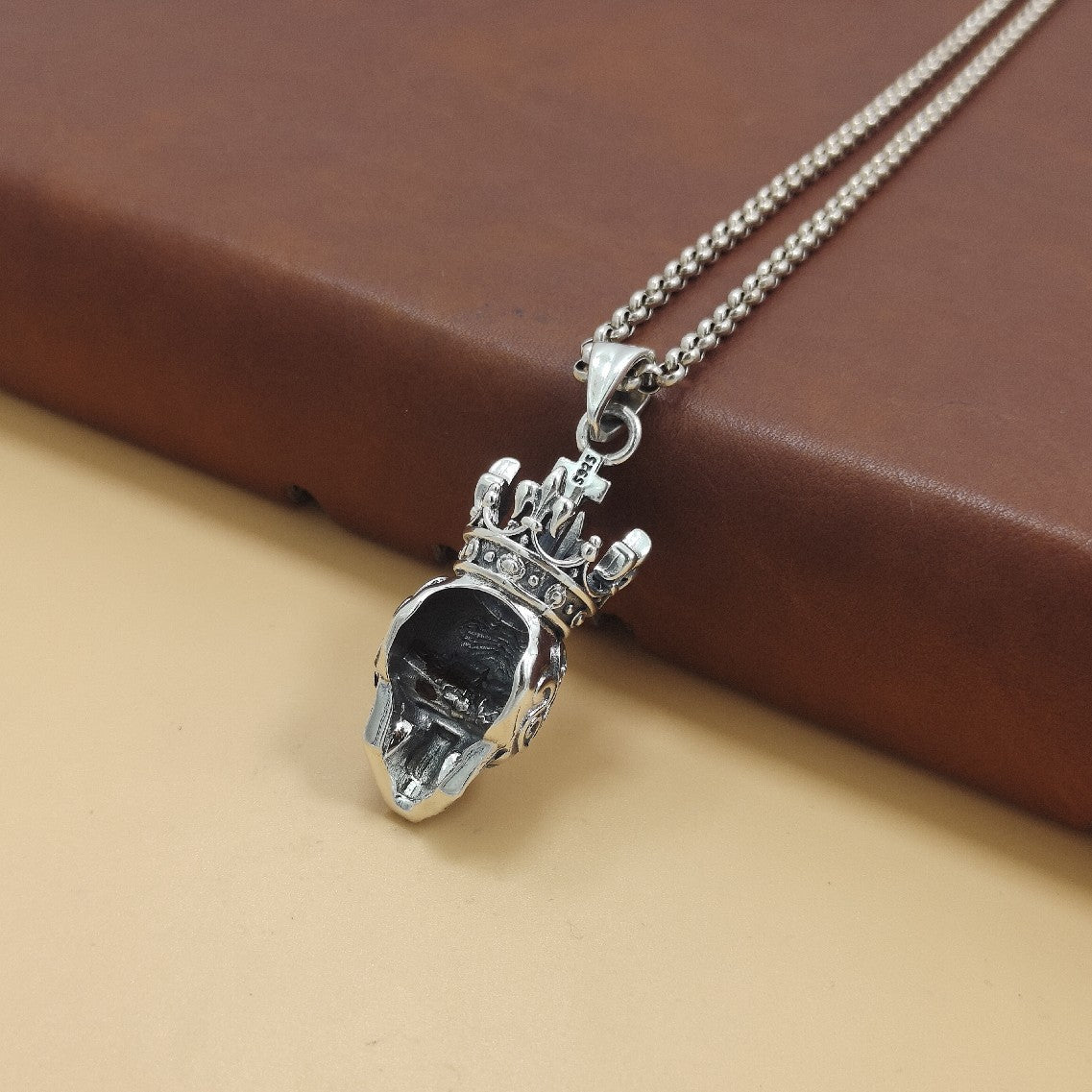 Sterling Silver S925 Crown Skull Pendant Cold Style