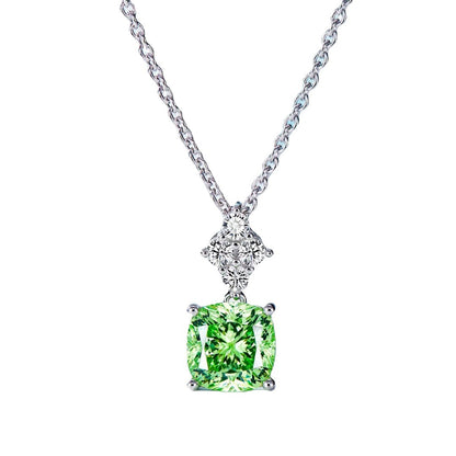 Women's S925 Silver Colored Gems Fashion Mint Green Pendant Necklace