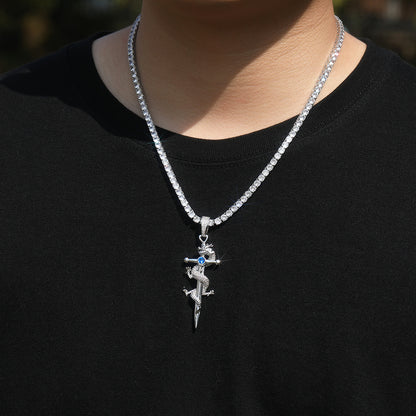 Hip Hop Retro Chinese Dragon Cross Micro Zircon-laid Necklace