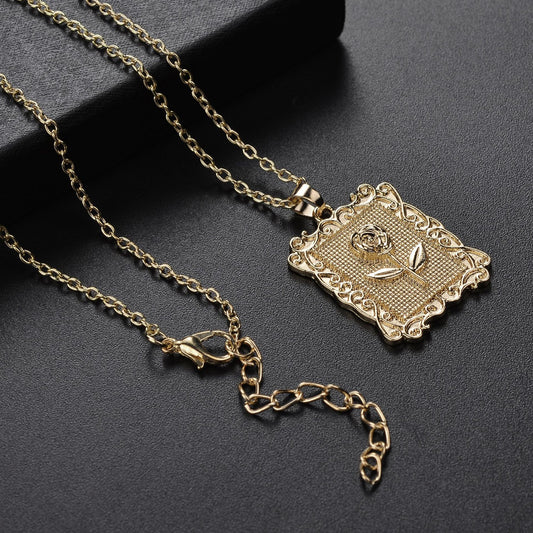 Square Rose Necklace Clavicle Chain