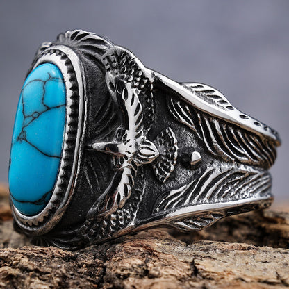 Personalized Turquoise Ring Eagle Turquoise Ring