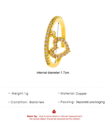 Diamond-embedded Love Pendant Ring Women