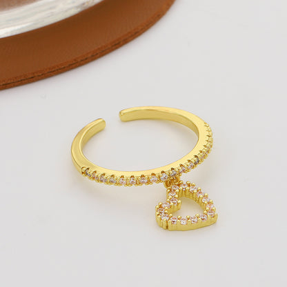 Diamond-embedded Love Pendant Ring Women