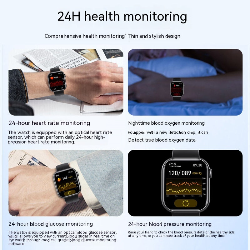 Smart Watch Bluetooth Calling Heart Rate Body Temperature Voice Assistant Smart Bracelet Sports Watch