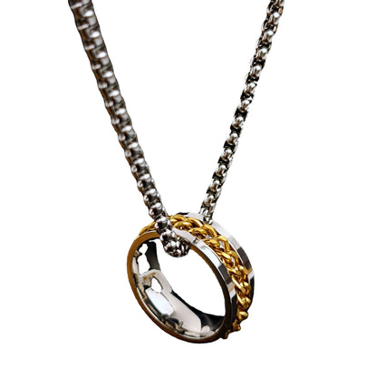 Lucky Titanium Steel Chain Ring Necklace