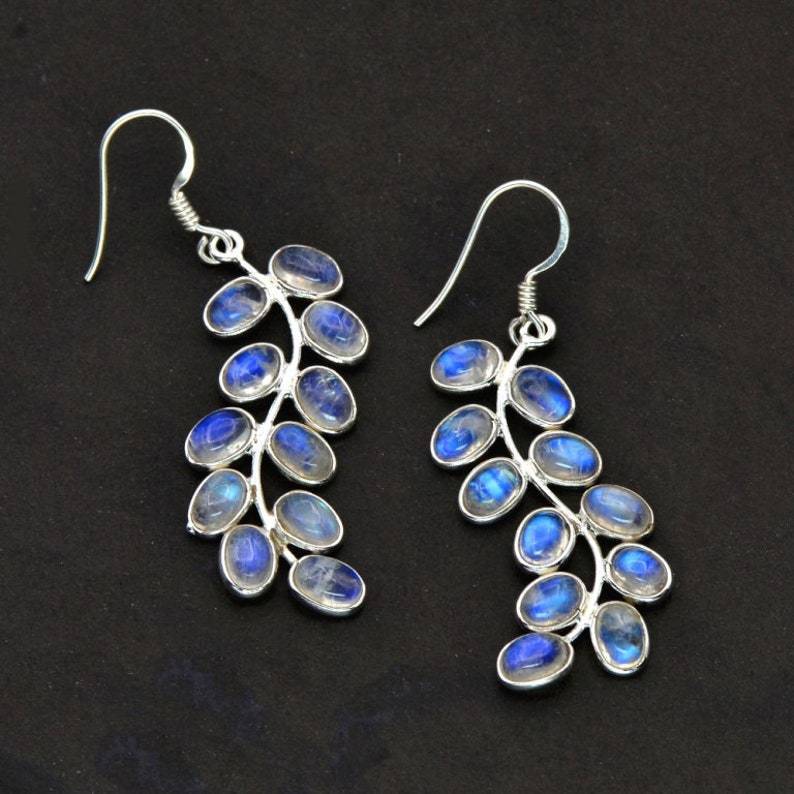 Ornament Leaves Metal Alloy Fashion Glitter Moonstone Earrings