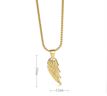 Men's Stainless Steel Angel Wings Pendant Fashion Personality Feather Titanium Steel Necklace