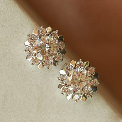 Creative Simple Zircon Flower Earrings