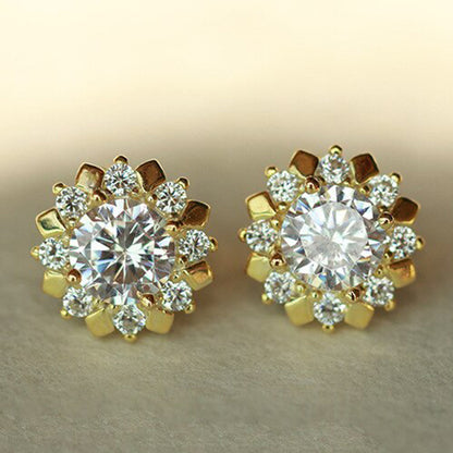 Creative Simple Zircon Flower Earrings