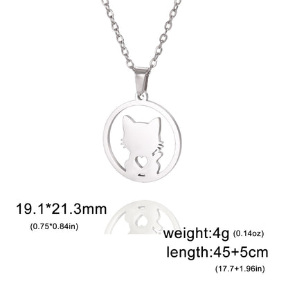 Cute Hollow Love Kitten Pendant Women's Necklace