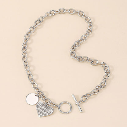 Women's Round Heart Shape With Diamond Necklace