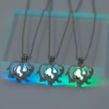 Luminous Elephant Pendant Personalized All-match Cage Necklace For Women