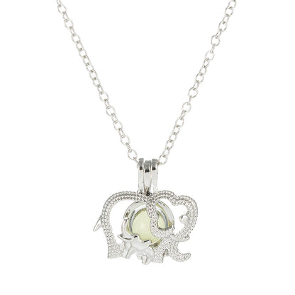 Luminous Elephant Pendant Personalized All-match Cage Necklace For Women