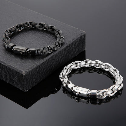 Snap Button Double Ring Men's Bracelet