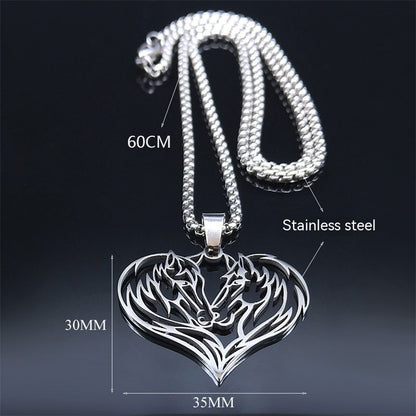 Stainless Steel Love Horse Couple Sweater Chain Female Autumn Winter Sweater Necklace