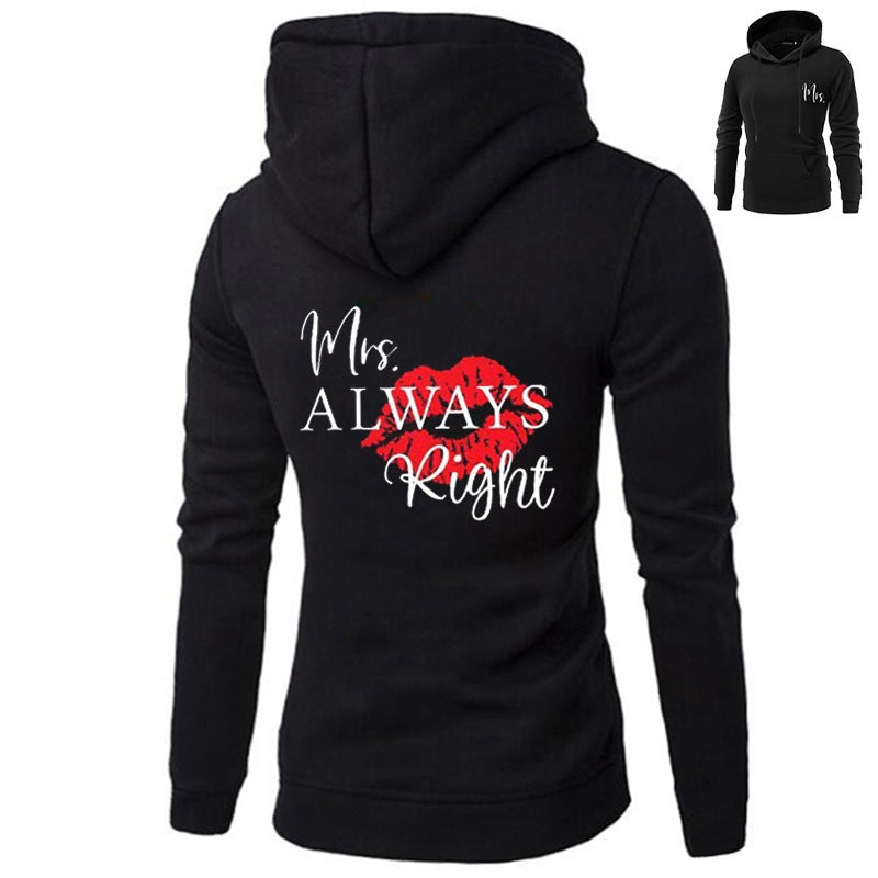 New Lovers Outfit Beard Red Lips Sweater Polyester Hooded