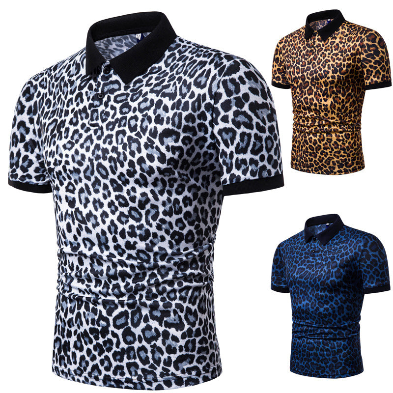 Leopard Print T-shirt Men's Short Sleeve