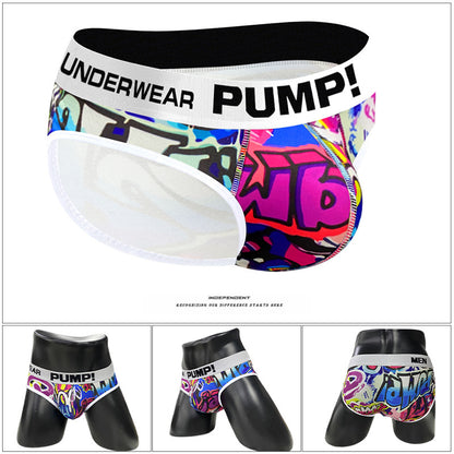 Underwear Men's Fashion Youth Graffiti Sports Briefs Breathable Sexy