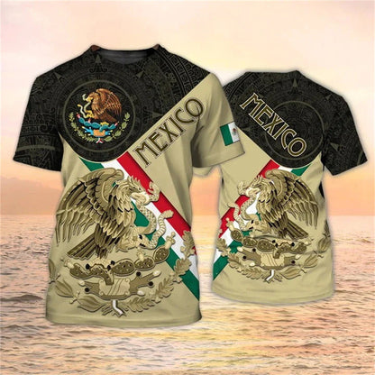 Mexican Eagle Pattern T-shirt Fashion 3D