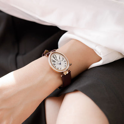 Drop Shape Retro Dignified Generous Style Oval Watch For Women