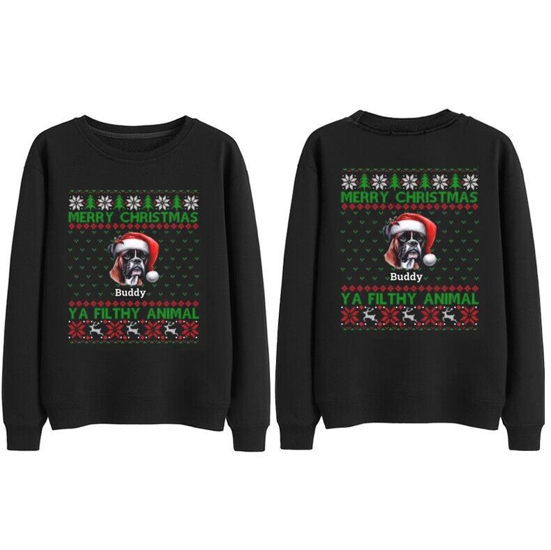 Polyester Christmas Autumn And Winter Women's Casual Long-sleeved Round Neck Printed Top Sweatshirt