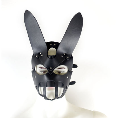 Men's And Women's Rabbit Ears Leather Mask