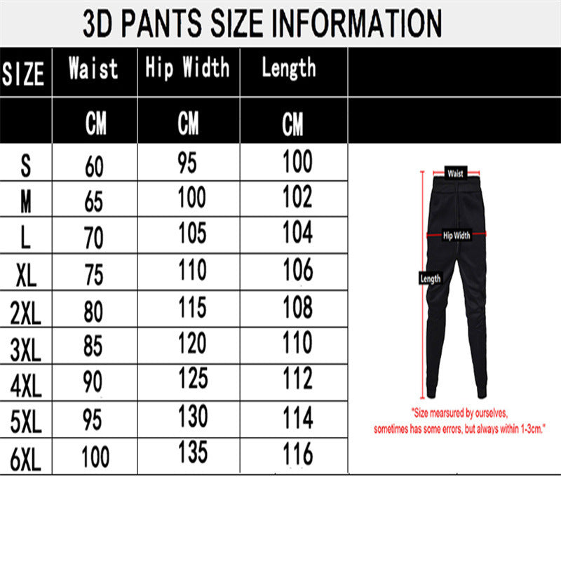 European and American Leisure Sports 3D Digital Printing Loose Couple Pants