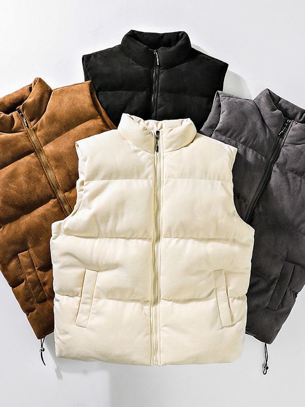 Simple Stand-up Collar Cotton-padded Clothes Vest For Men