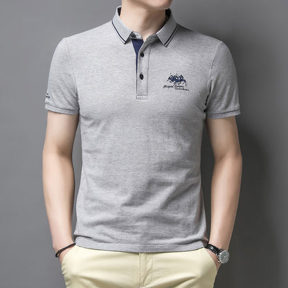 Embroidered POLO Fashion Solid Color Middle-aged And Young Men's Short-sleeved Top T-shirt Men's