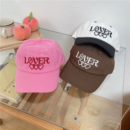 Girly Style Soft Top Baseball Korean Style All-match Letters Sweet Peaked Cap