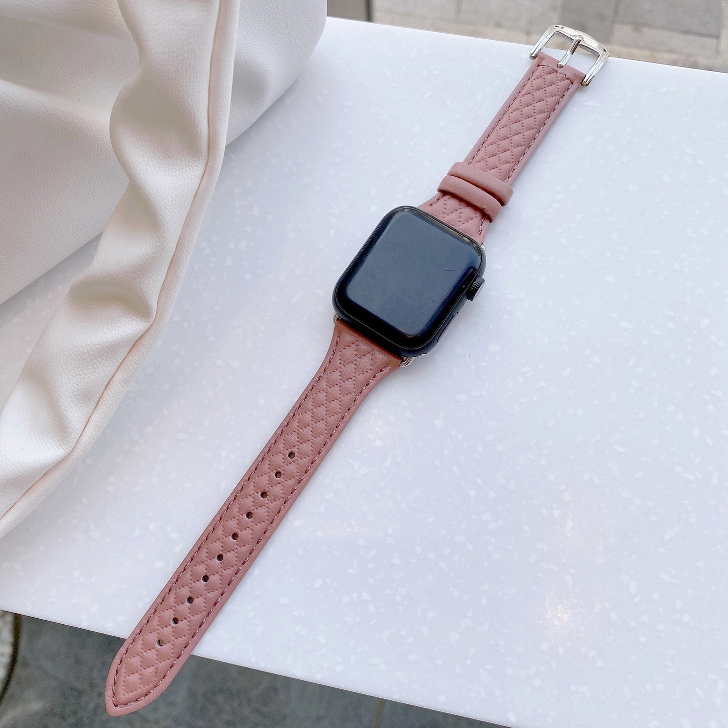 Diamond Chanel's Style Leather Strap Thin Top Layer Cow Leather Watch Strap