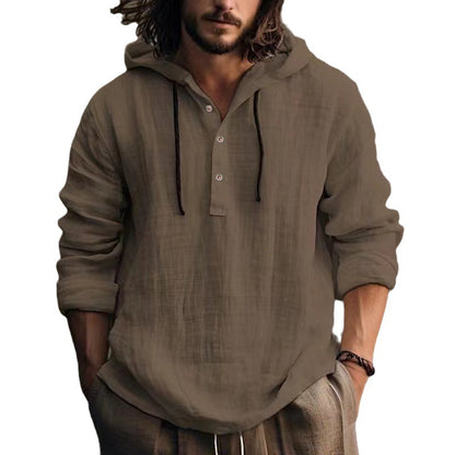 Cotton And Linen Shirt Hooded Sweater Spring And Autumn Long Sleeve Hooded Casual Daily Clothing