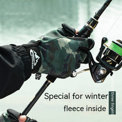 Professional Fishing Gloves Winter Exposed Three Finger Half Finger Touch Screen