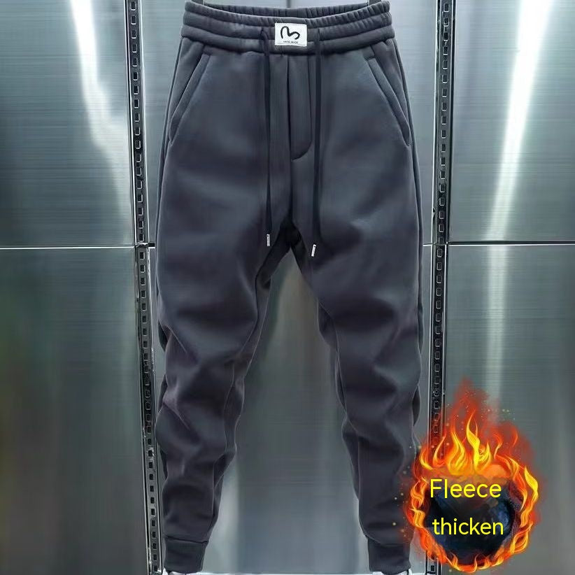 Men's Korean-style Trendy Sports Trousers Fleece-lined Trendy Brand Ankle Length Ankle-tied Sweatpants